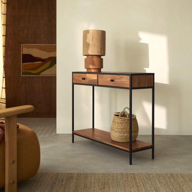 Agra - Solid Acacia and Metal Console Table