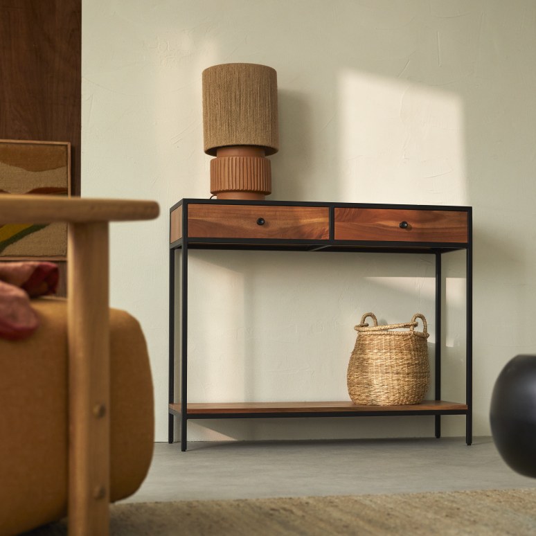 Agra - Solid Acacia and Metal Console Table