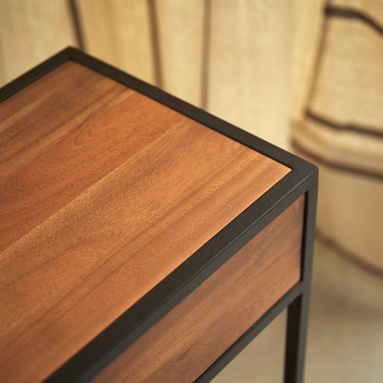 Agra - Dressoir met 1 lade van massief acacia en metaal