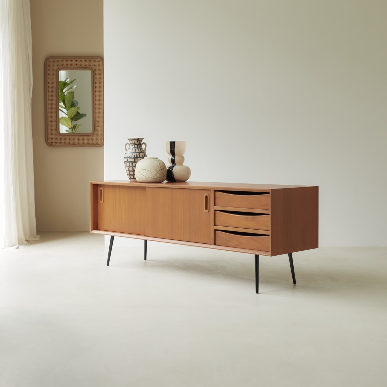 Simen - Mobile TV in teak 155 cm