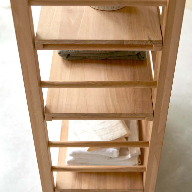 Sera - Low solid teak shelf