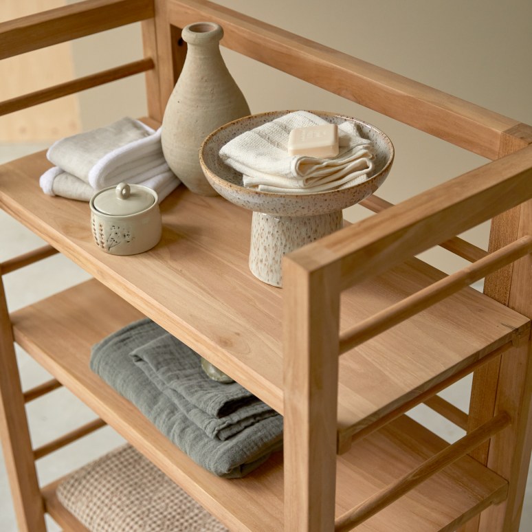 Sera - Low solid teak shelf