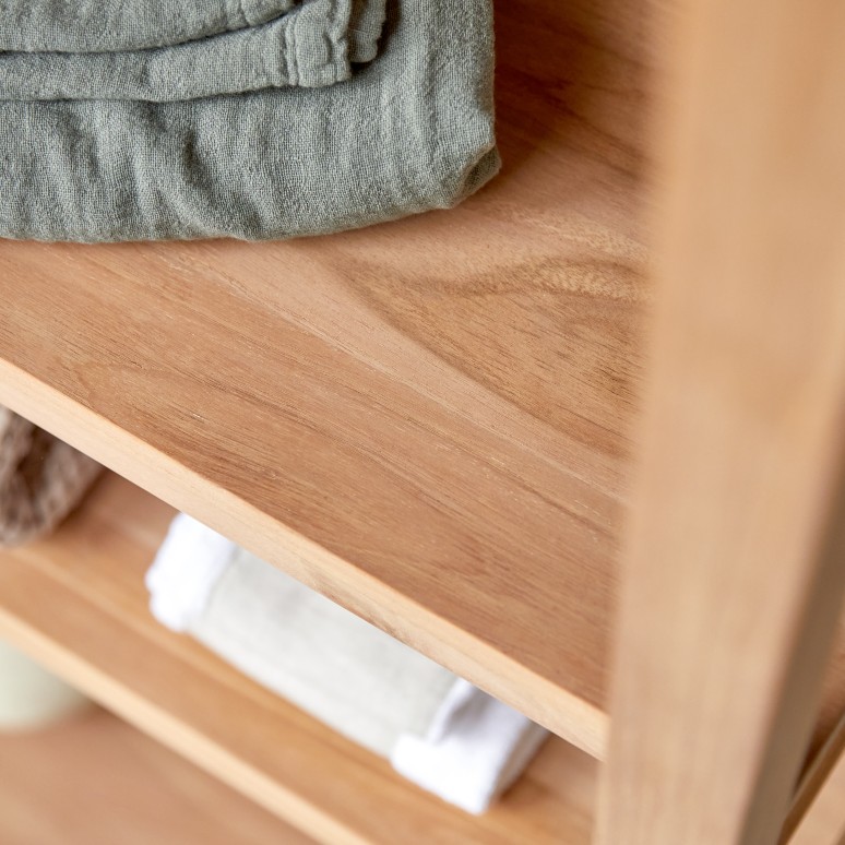 Sera - Tall solid teak shelf