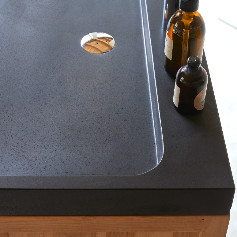 Edgar - Mueble de baño de teca maciza y piedra de lava de 80 cm