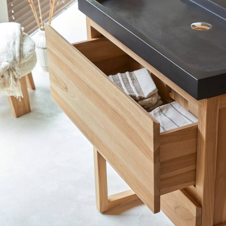 Edgar - Solid Teak and Lava Stone 32" Single Vanity