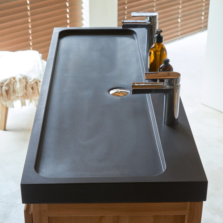 Edgar - Mobile per il bagno in teak massello e pietra lavica 120 cm