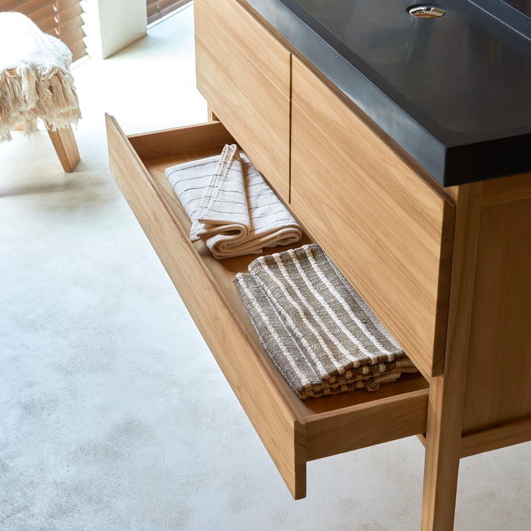 Edgar - Solid Teak and Lava Stone 48" Double Vanity