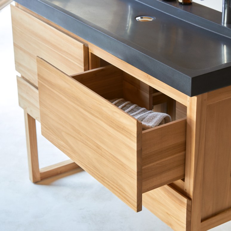 Edgar - Solid Teak and Lava Stone 48" Double Vanity