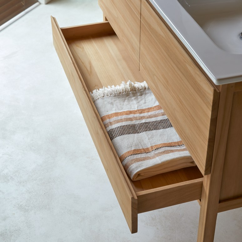 Edgar - Mobile per il bagno in teak massello e ceramica 120 cm