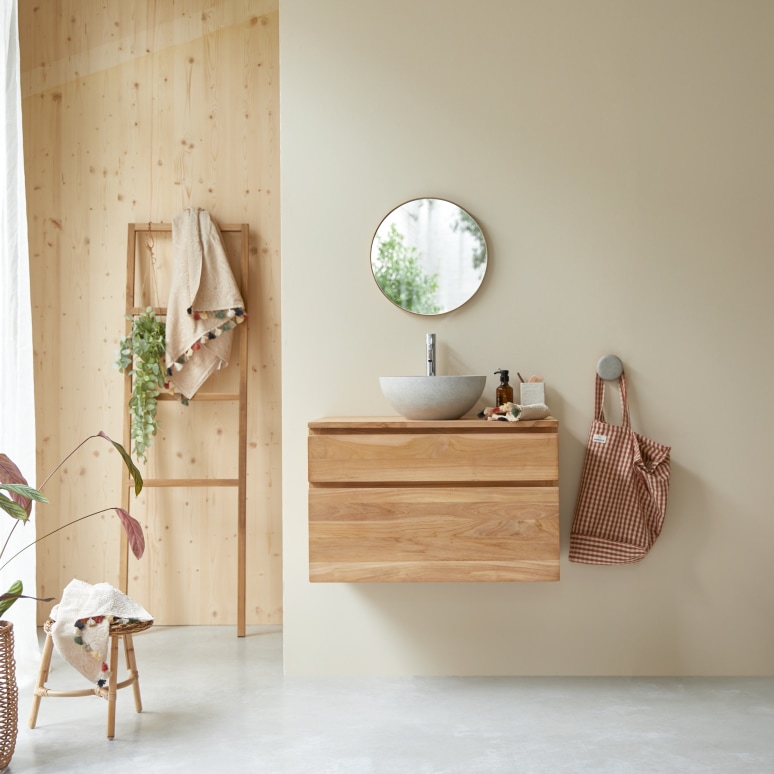 Jacob - Solid teak vanity unit 80 cm