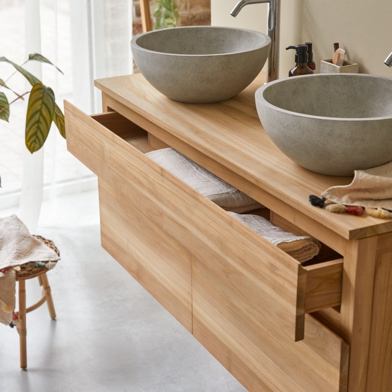 Jacob - Mueble para lavabo de teca maciza de 120 cm