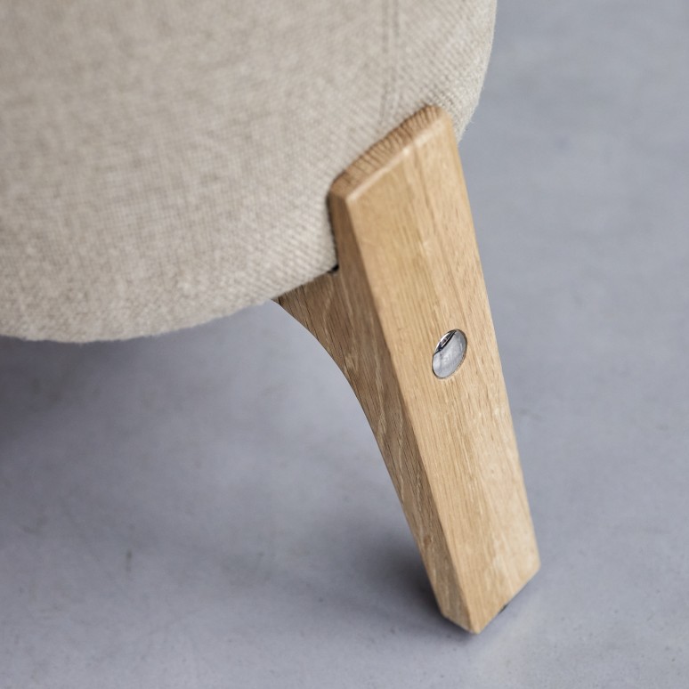 Drum - Pouf linen en chêne massif