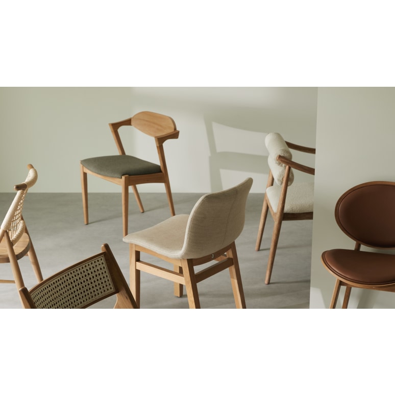 Cocoon - Chaise linen en chêne massif