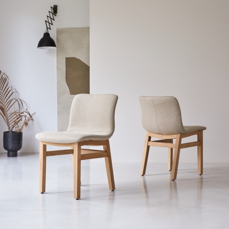 Cocoon - Silla de lino y roble macizo 