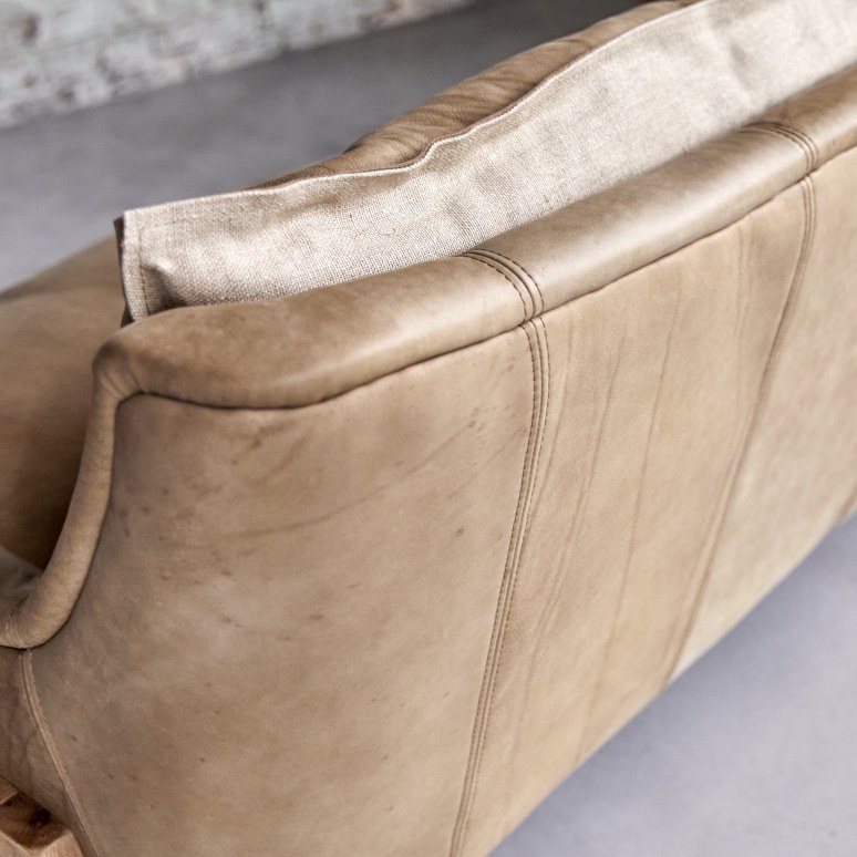 Woodnest - Solid oak and leather Cheyenne 3-seater Sofa