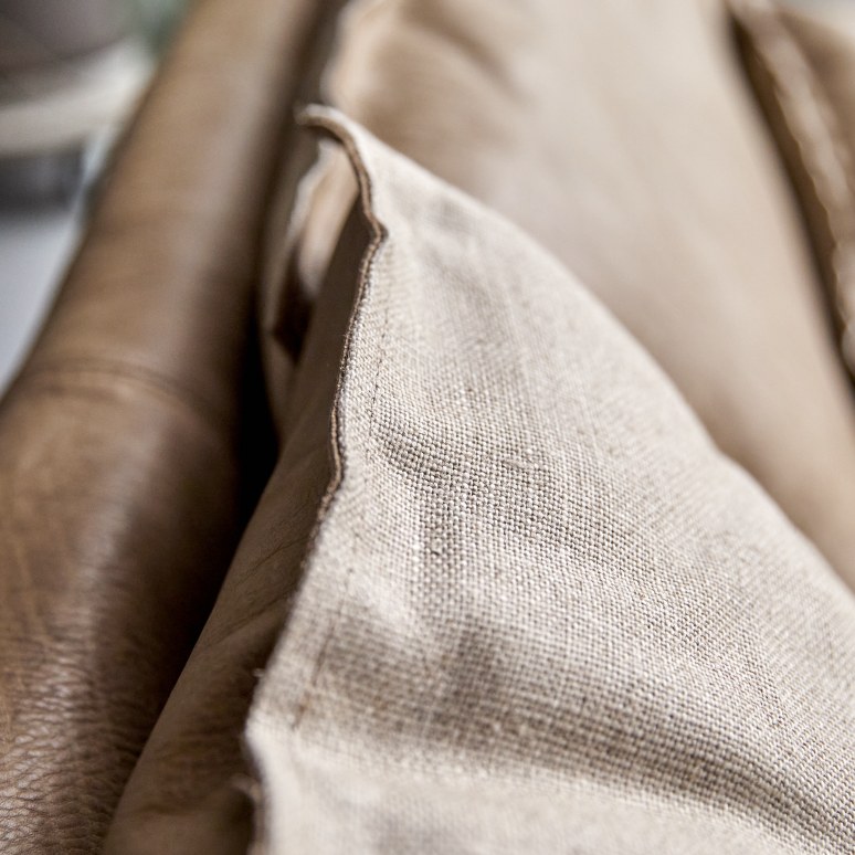 Woodnest - Sofa 3-Sitzer aus massivem Eichenholz und Leder Cheyenne