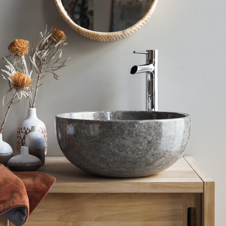 Mia - Waschbecken aus Marmor light grey