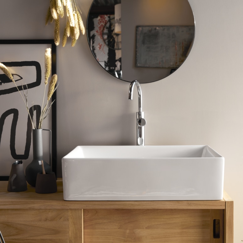 Ema - Rectangular ceramic basin