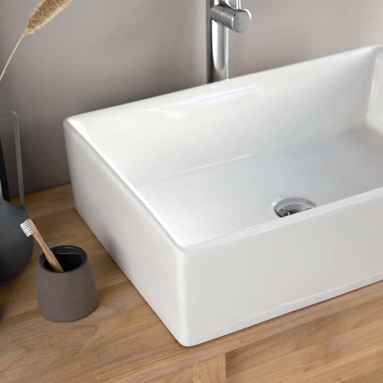 Ema - Rectangular ceramic basin
