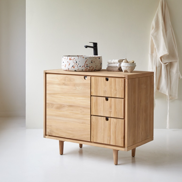 Jonàk - Solid teak vanity unit 95 cm