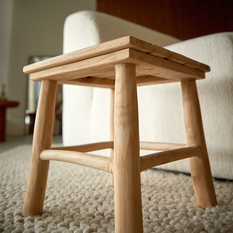 Kilim - Bout de canapé en teck massif