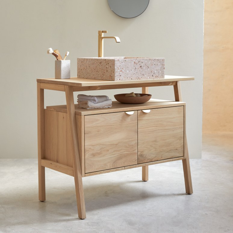 Pola - Solid oak vanity unit 90 cm
