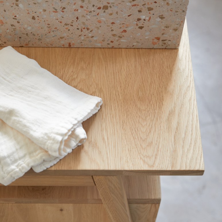 Pola - Mueble para lavabo de roble macizo de 90 cm