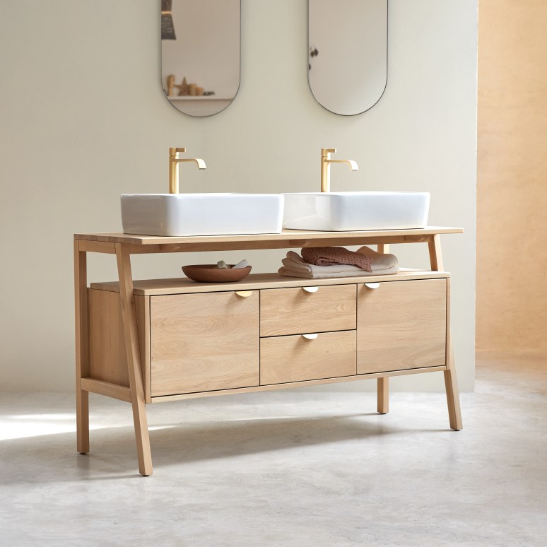 Pola - Solid oak vanity unit 140 cm