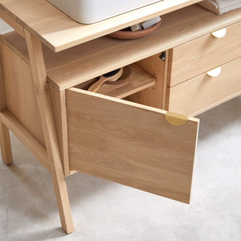 Pola - Solid oak vanity unit 140 cm