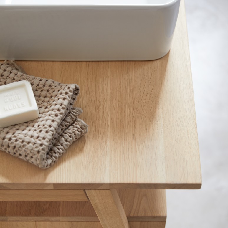 Pola - Mobile per il bagno in legno di quercia massello 140 cm