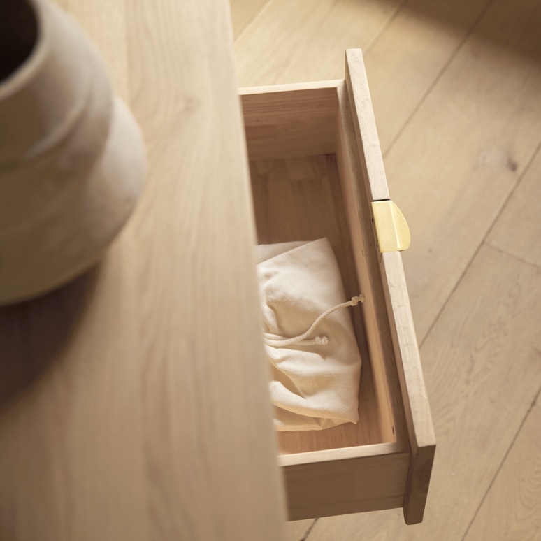 Pola - Massief eiken bijzettafel met 2 laden