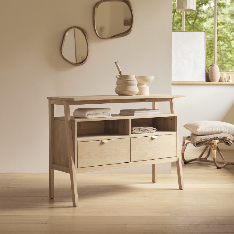 Pola - Solid Oak 2-Drawer Console Table