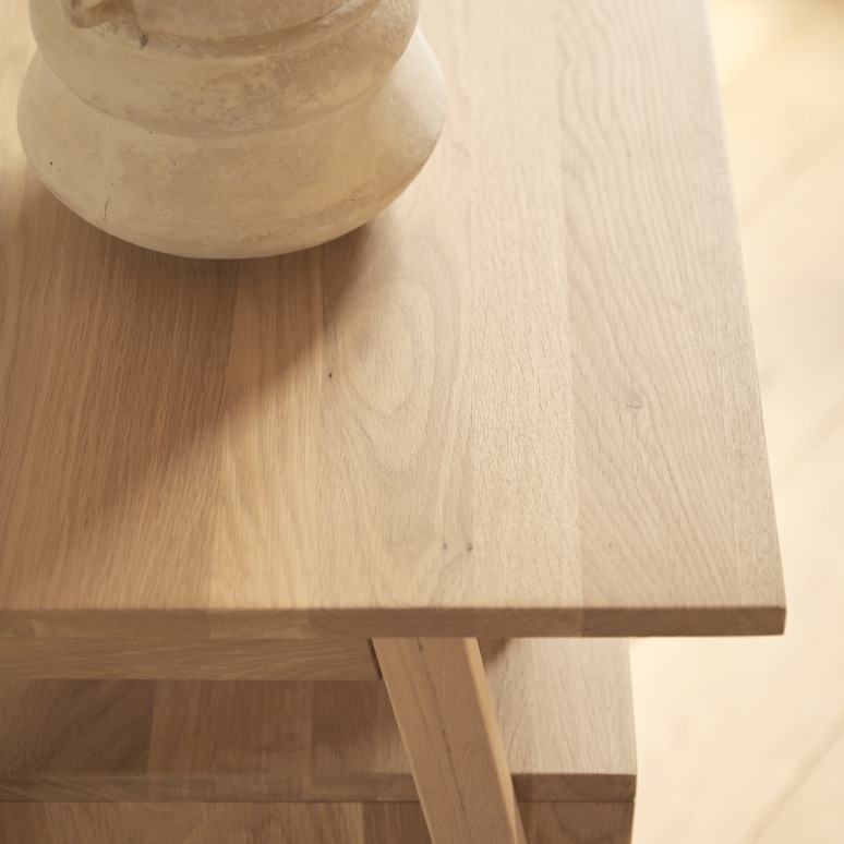 Pola - Massief eiken bijzettafel met 2 laden