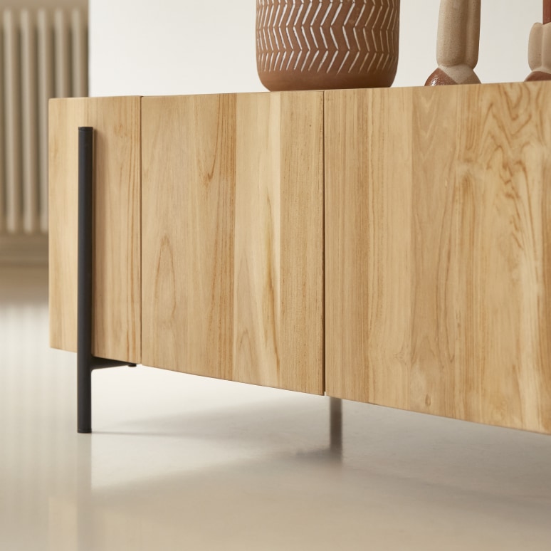 Honorine - Mobile TV basso in teak massello 170 cm