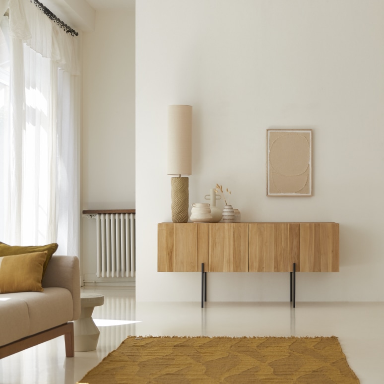 Honorine - Niedriges Buffet aus massivem Teakholz 165 cm