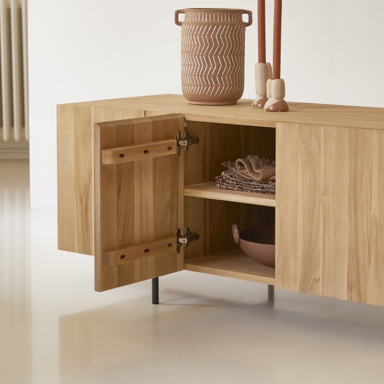 Honorine - Solid teak low sideboard 165 cm