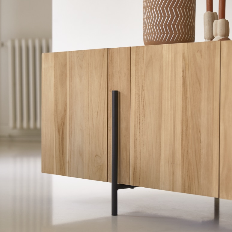 Honorine - Niedriges Buffet aus massivem Teakholz 165 cm