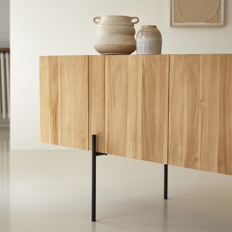 Honorine - Tall sideboard in solid teak – 165 cm