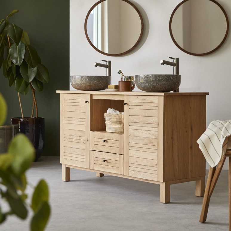 Soho - Solid oak vanity unit 125 cm
