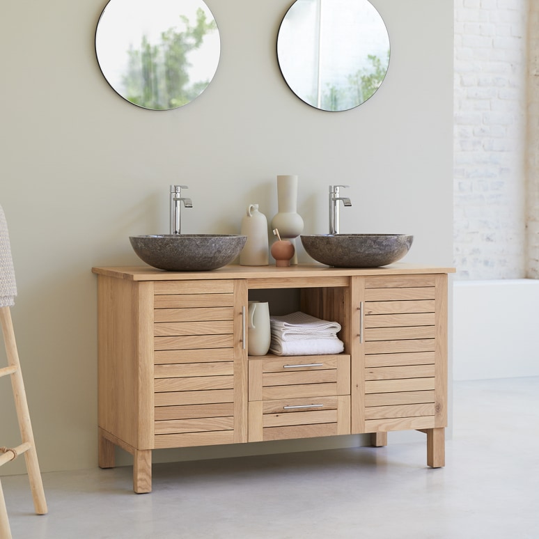 Soho - Mueble para lavabo de roble macizo de 125 cm