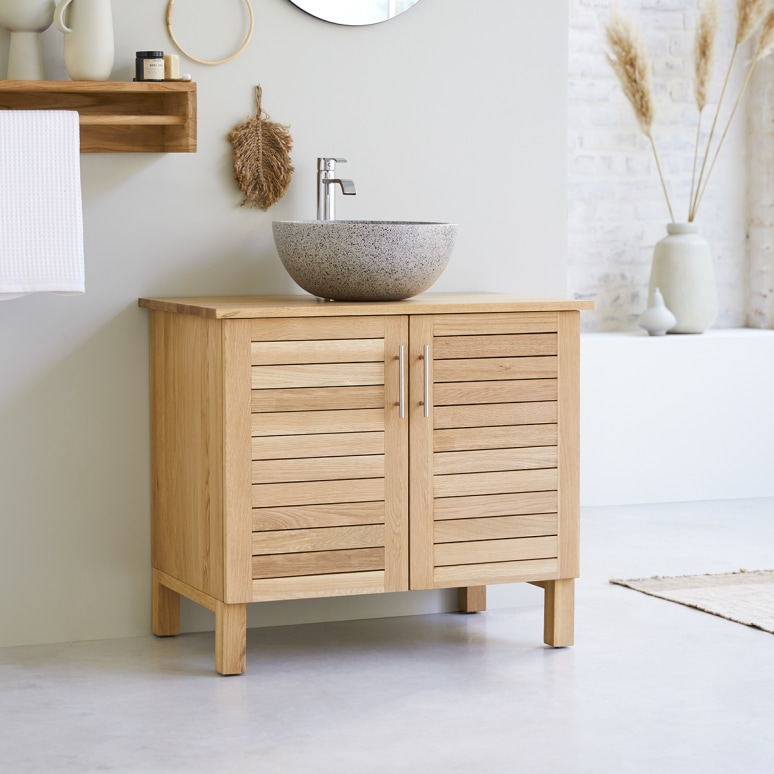 Soho - Mueble para lavabo de roble macizo de 85 cm