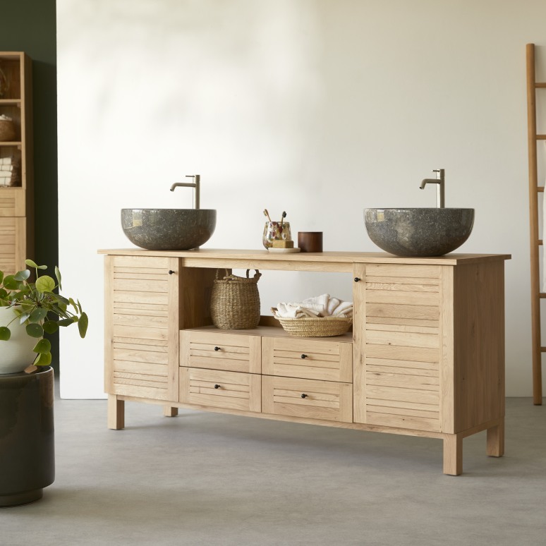 Soho - Mueble para lavabo de roble macizo de 165 cm