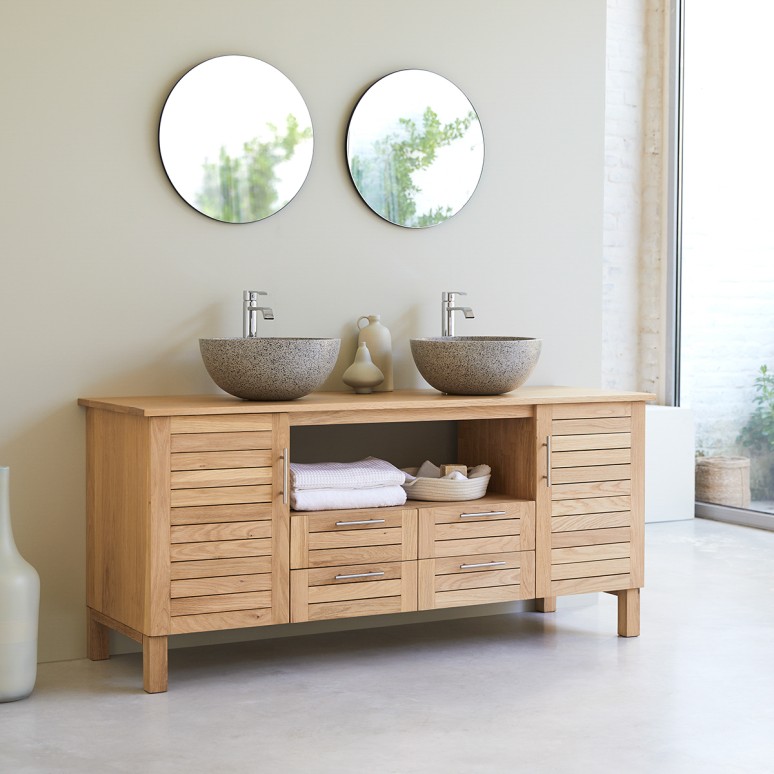 Soho - Mueble para lavabo de roble macizo de 165 cm