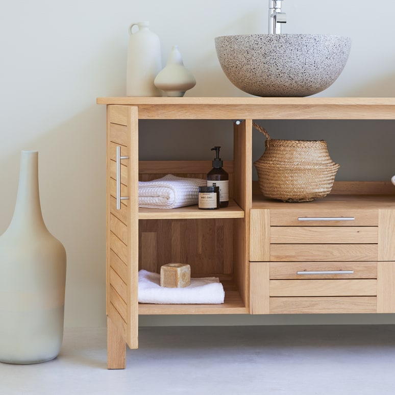 Soho - Mueble para lavabo de roble macizo de 165 cm