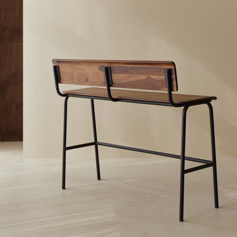 Talia - Banc haut en palissandre massif et métal