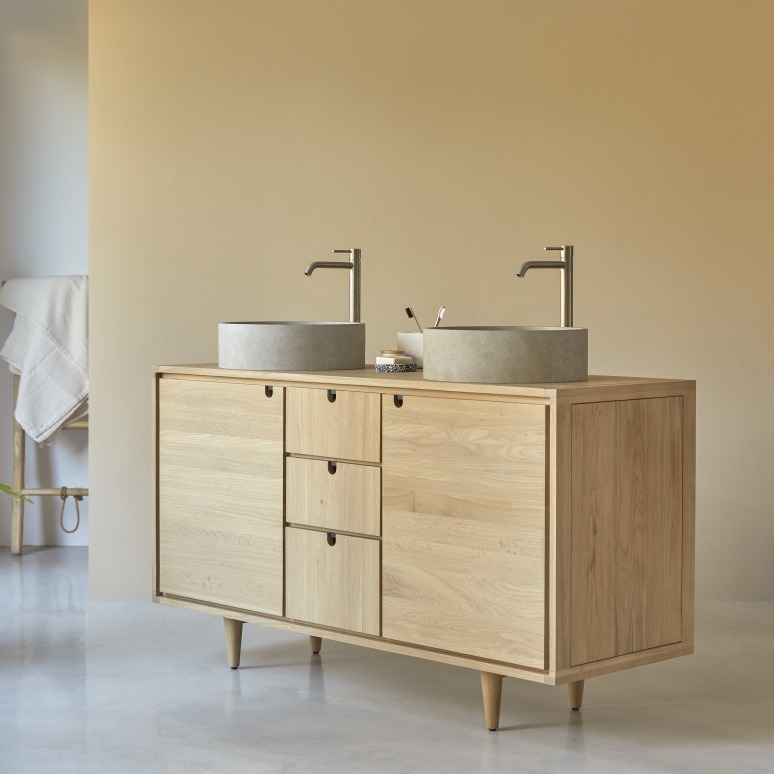 Jonàk - Solid oak vanity unit 145 cm
