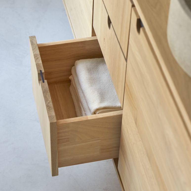 Jonàk - Mobile per il bagno in legno di quercia massello 145 cm