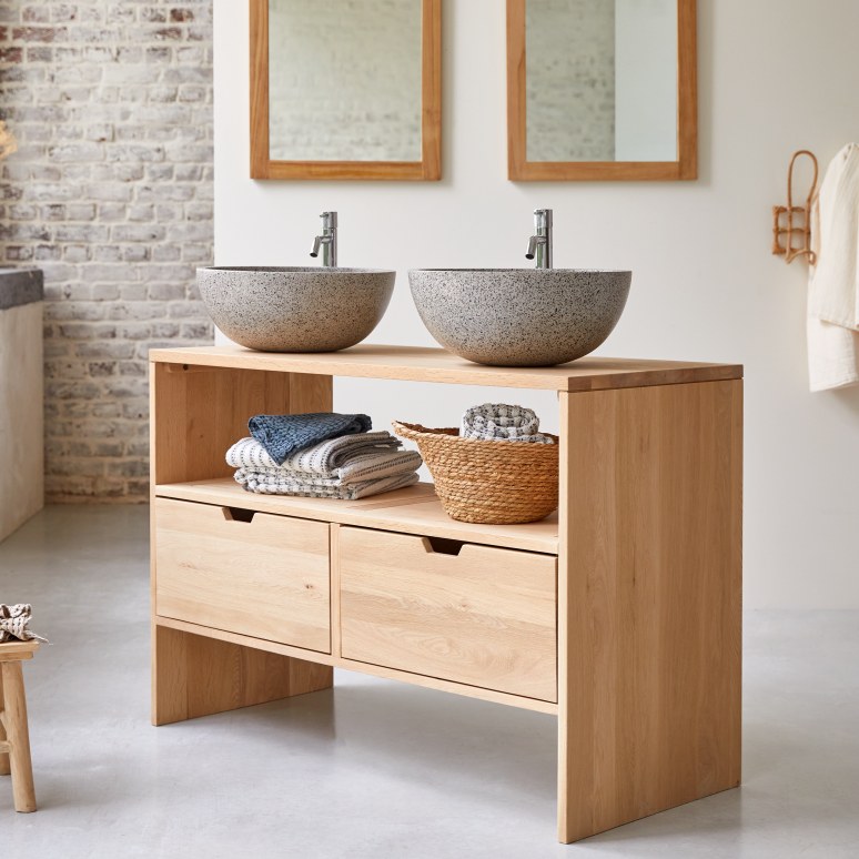 Kwarto - Solid oak vanity unit, 110 cm