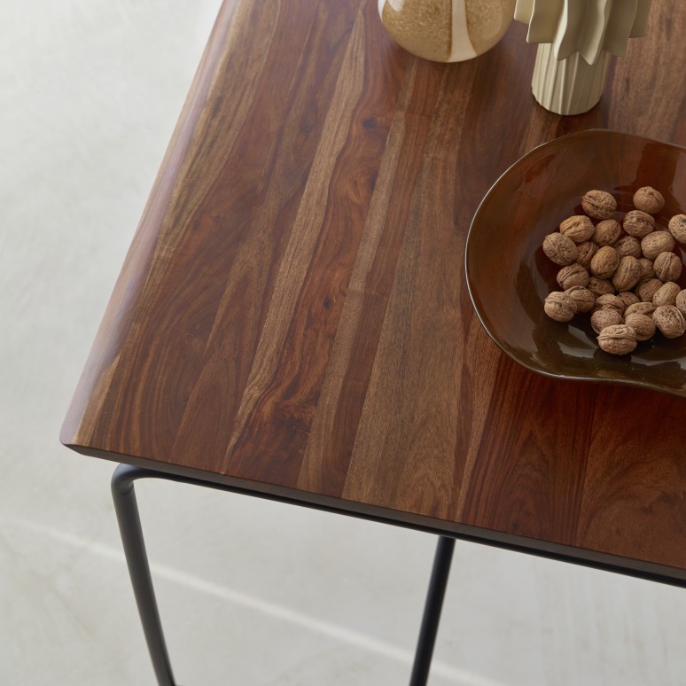 Talia - Hoge tafel van massief palissander en metaal voor 4 personen