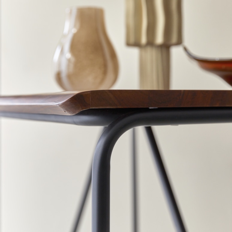 Talia - Poseur table in solid sheesham and metal – seats 4